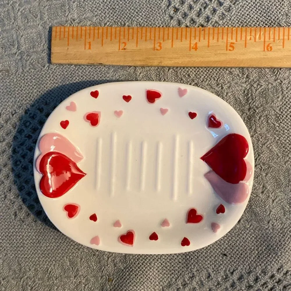 Vintage Valentines Day Avon Heart Soap Dish Ceramic Granny Bathroom Decor 90s